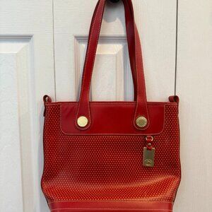 Vintage Dooney & Bourke Red Leather Janine Bucket Shoulder Bag